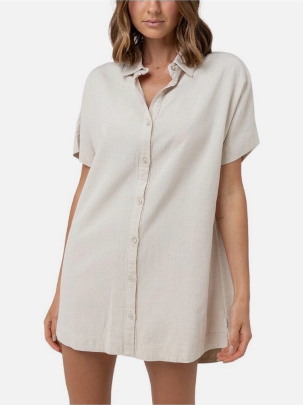 Rhythm Short-Sleeve Button-Down shirt dress